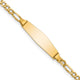 14K Polished Semi-Solid Chain/Solid Plate Figaro Link Soft Diamond Shape 19.5x5. Plate ID Bracelet