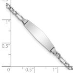 14K White Gold Polished Semi-Solid Chain/Solid Plate Figaro Link Soft Diamond Shape 20x5.5mm Plate Baby/Child ID Bracelet view