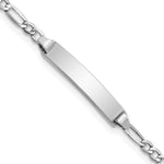 14K White Gold Polished Semi-Solid Chain/Solid Plate Figaro Link 19.5x4.5mm Plate Baby/Child ID Bracelet view
