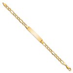 14K Polished Semi-Solid Chain/Solid Plate Figaro Link Plate ID Bracelet view