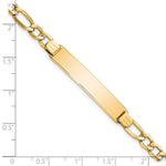 14K Polished Semi-Solid Chain/Solid Plate Figaro Link Plate ID Bracelet view