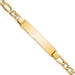 14K Polished Semi-Solid Chain/Solid Plate Figaro Link Plate ID Bracelet view