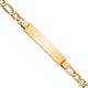 14K Polished Semi-Solid Chain/Solid Plate Figaro Link Plate ID Bracelet