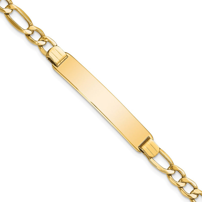 14K gold figaro link plate ID bracelet