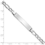 14K White Gold Polished Semi-Solid Chain/Solid Plate Figaro Link Plate ID Bracelet, 7 x 7mm view