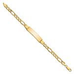 14K Polished Semi-Solid Chain/Solid Plate Figaro Link Plate ID Bracelet view
