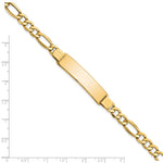 14K Polished Semi-Solid Chain/Solid Plate Figaro Link Plate ID Bracelet view
