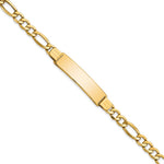 14K Polished Semi-Solid Chain/Solid Plate Figaro Link Plate ID Bracelet view