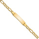 14K Polished Semi-Solid Chain/Solid Plate Figaro Link Plate ID Bracelet