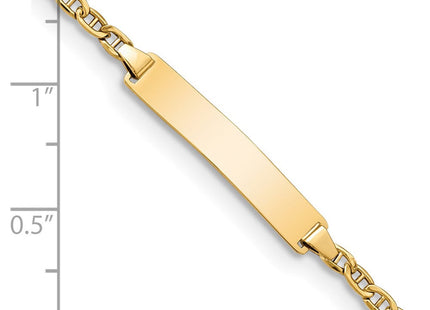 14k Polished Semi-Solid Chain/Solid Plate Anchor Link 23x4. Plate ID Bracelet (Style DCID137-7)