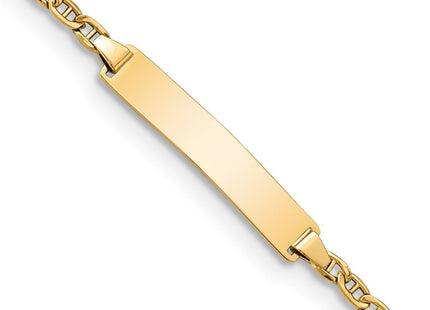 14k Polished Semi-Solid Chain/Solid Plate Anchor Link 23x4. Plate ID Bracelet (Style DCID137-7)