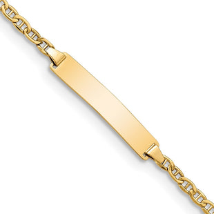 14k Polished Semi-Solid Chain/Solid Plate Anchor Link 23x4. Plate ID Bracelet (Style DCID137-7)