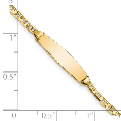 14K Polished Semi-Solid Chain/Solid Plate Anchor Link Soft Diamond Shape 19.5x5.5mm Plate Baby/Child ID Bracelet