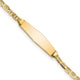 14K Polished Semi-Solid Chain/Solid Plate Anchor Link Soft Diamond Shape 19.5x5.5mm Plate Baby/Child ID Bracelet