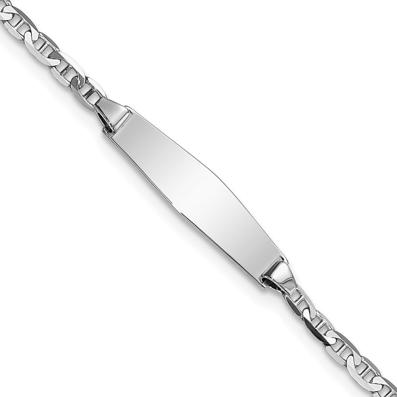 14K white gold anchor link anchor ID bracelet