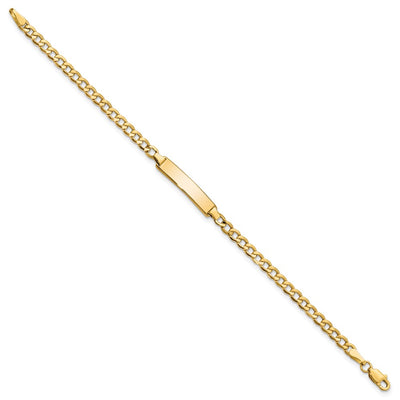 14K Polished Semi-Solid Chain/Solid Plate Cuban Link 23.5x4.5mm Plate Baby/Child ID Bracelet