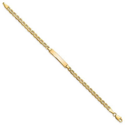 14K Polished Semi-Solid Chain/Solid Plate Anchor Link 22.5x4. Plate ID Bracelet