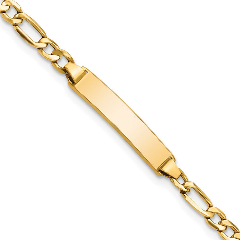 14K gold figaro link plate ID bracelet