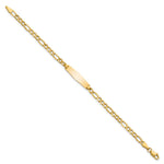14K Polished Semi-Solid Chain/Solid Plate Figaro Link Soft Diamond Shape 19.5x5. Plate Baby/Child ID Bracelet view