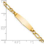 14K Polished Semi-Solid Chain/Solid Plate Figaro Link Soft Diamond Shape 19.5x5. Plate Baby/Child ID Bracelet view