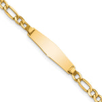 14K Polished Semi-Solid Chain/Solid Plate Figaro Link Soft Diamond Shape 19.5x5. Plate Baby/Child ID Bracelet view
