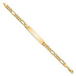 14K Polished Semi-Solid Chain/Solid Plate Figaro Link Plate ID Bracelet view