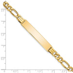 14K Polished Semi-Solid Chain/Solid Plate Figaro Link Plate ID Bracelet view
