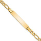 14K Polished Semi-Solid Chain/Solid Plate Figaro Link Plate ID Bracelet