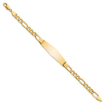 14K Polished Semi-Solid Chain/Solid Plate Figaro Link Soft Diamond Shape Plate ID Bracelet view