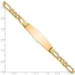 14K Polished Semi-Solid Chain/Solid Plate Figaro Link Soft Diamond Shape Plate ID Bracelet view