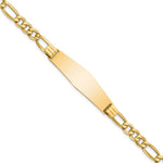 14K Polished Semi-Solid Chain/Solid Plate Figaro Link Soft Diamond Shape Plate ID Bracelet view