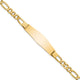 14K Polished Semi-Solid Chain/Solid Plate Figaro Link Soft Diamond Shape Plate ID Bracelet