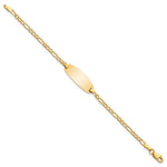 14K Polished Semi-Solid Chain/Solid Plate Figaro Link Oval 18.5x8.5mm Plate Baby/Child ID Bracelet view