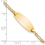 14K Polished Semi-Solid Chain/Solid Plate Figaro Link Oval 18.5x8.5mm Plate Baby/Child ID Bracelet view