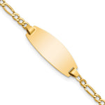 14K Polished Semi-Solid Chain/Solid Plate Figaro Link Oval 18.5x8.5mm Plate Baby/Child ID Bracelet view