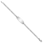 14K White Gold Polished Semi-Solid Chain/Solid Plate Figaro Link Oval 18.5x8.5mm Plate Baby/Child ID Bracelet view