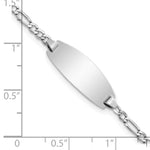 14K White Gold Polished Semi-Solid Chain/Solid Plate Figaro Link Oval 18.5x8.5mm Plate Baby/Child ID Bracelet view