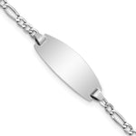 14K White Gold Polished Semi-Solid Chain/Solid Plate Figaro Link Oval 18.5x8.5mm Plate Baby/Child ID Bracelet view
