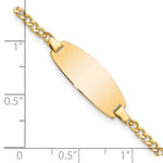 14K Polished Semi-Solid Chain/Solid Plate Curb Link Oval 18.5x8.5mm Plate Baby/Child ID Bracelet view