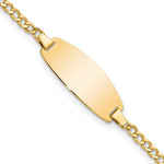 14K Polished Semi-Solid Chain/Solid Plate Curb Link Oval 18.5x8.5mm Plate Baby/Child ID Bracelet view