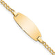 14K Polished Semi-Solid Chain/Solid Plate Curb Link Oval 18.5x8.5mm Plate Baby/Child ID Bracelet