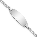 14K White Gold Polished Semi-Solid Chain/Solid Plate Curb Link Oval 18.5x8.5mm Plate Baby/Child ID Bracelet