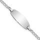 14K White Gold Polished Semi-Solid Chain/Solid Plate Curb Link Oval 18.5x8.5mm Plate Baby/Child ID Bracelet