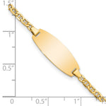 14K Polished Semi-Solid Chain/Solid Plate Anchor Link Oval 18.5x8.5mm Plate Baby/Child ID Bracelet view