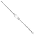 14k White Gold Polished Semi-Solid Chain/Solid Plate Anchor Link Oval 18.5x8. Plate 5. Baby/Child ID Bracelet view 2