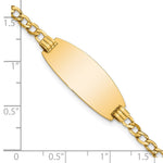 14K Polished Semi-Solid Chain/Solid Plate Curb Link Oval 25x11. Plate ID Bracelet view