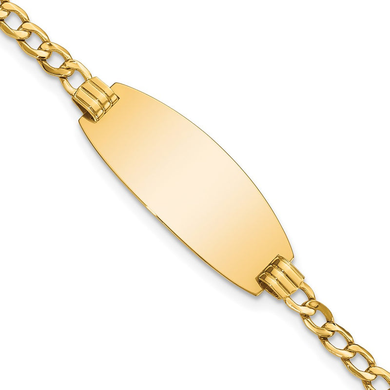 14K gold curb link oval ID bracelet