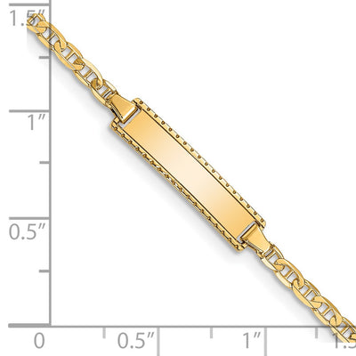 14K Polished Solid Chain/Solid Plate Anchor Link Plate Baby/Child ID Bracelet