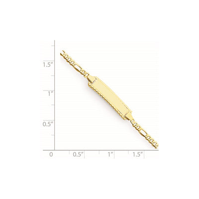 14K Polished Solid Chain/Solid Plate Figaro Link Plate Baby/Child ID Bracelet