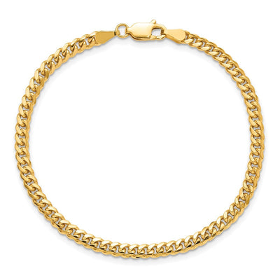 14K Solid Miami Cuban Link with Lobster Clasp Bracelet, 7 x 3.5mm